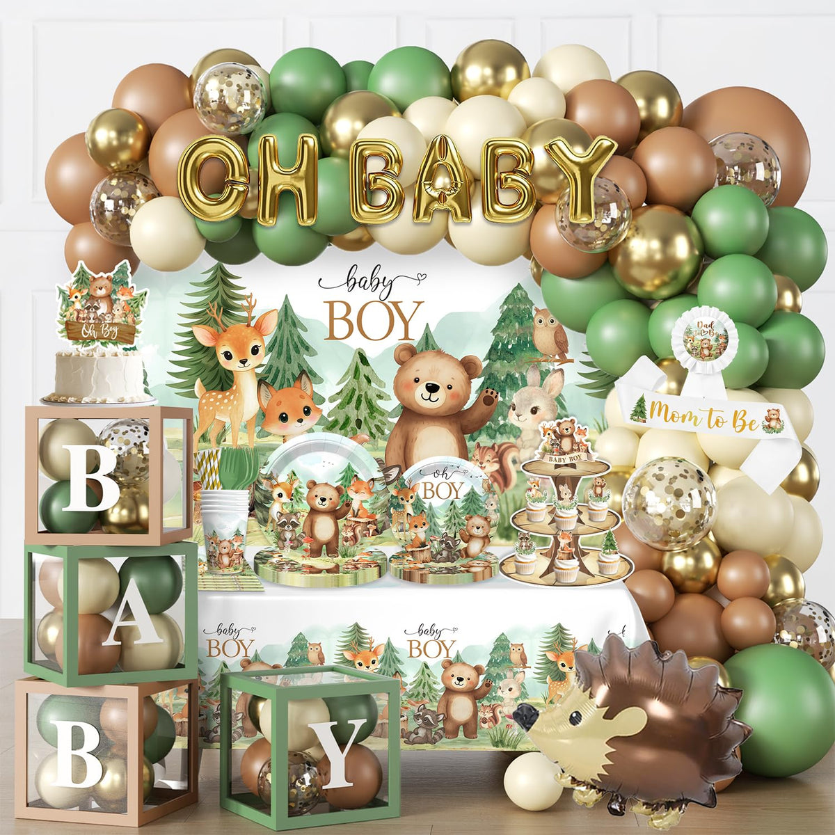 Fexivo woodland plates for baby shower, sturdy surface and easy cleanup
