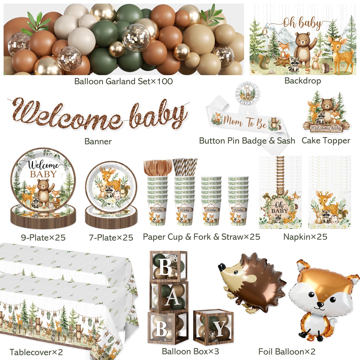Fexivo forest creatures backdrop panel adds a charming focal point to the party.