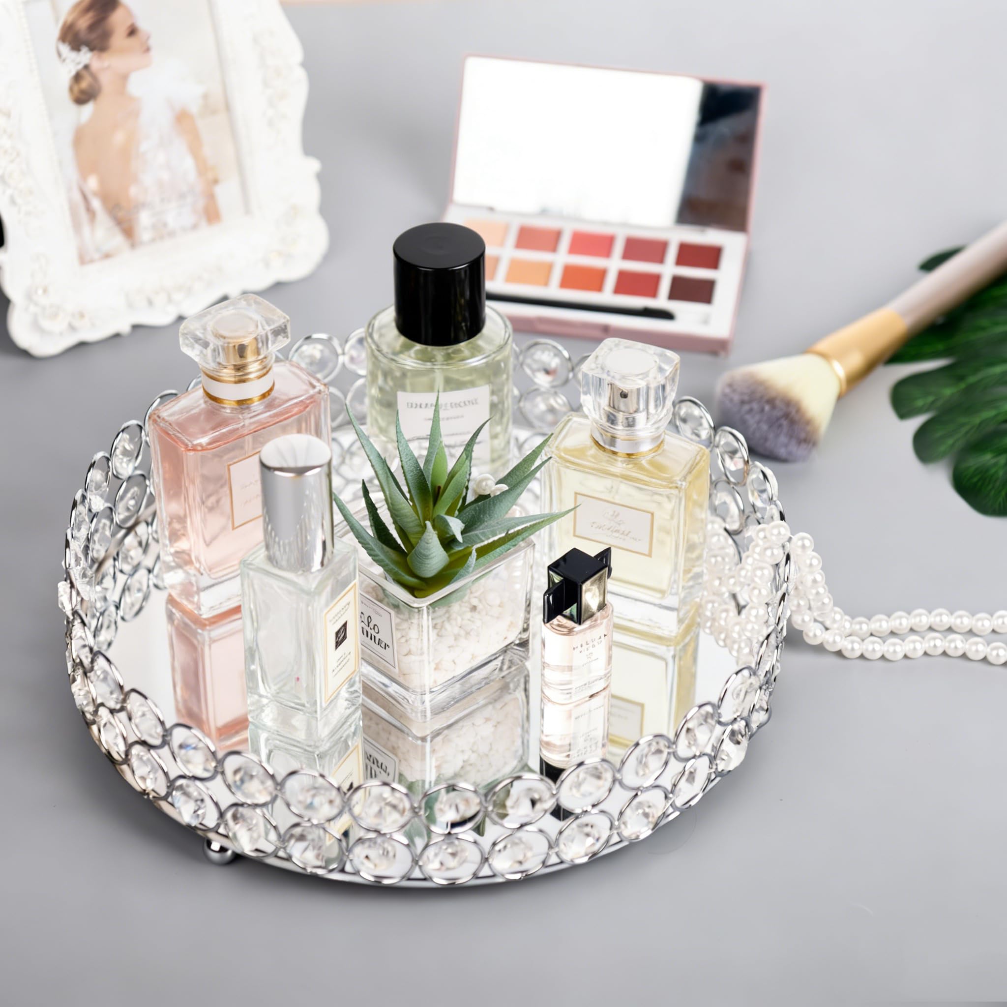 Feyarl crystal tray dresser or coffee table decor centerpiece for any room