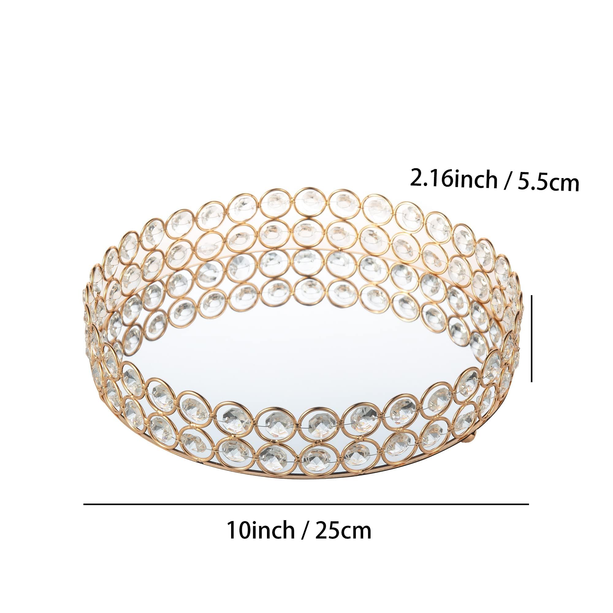 Feyarl vanity tray showing crystal beads and reflective base