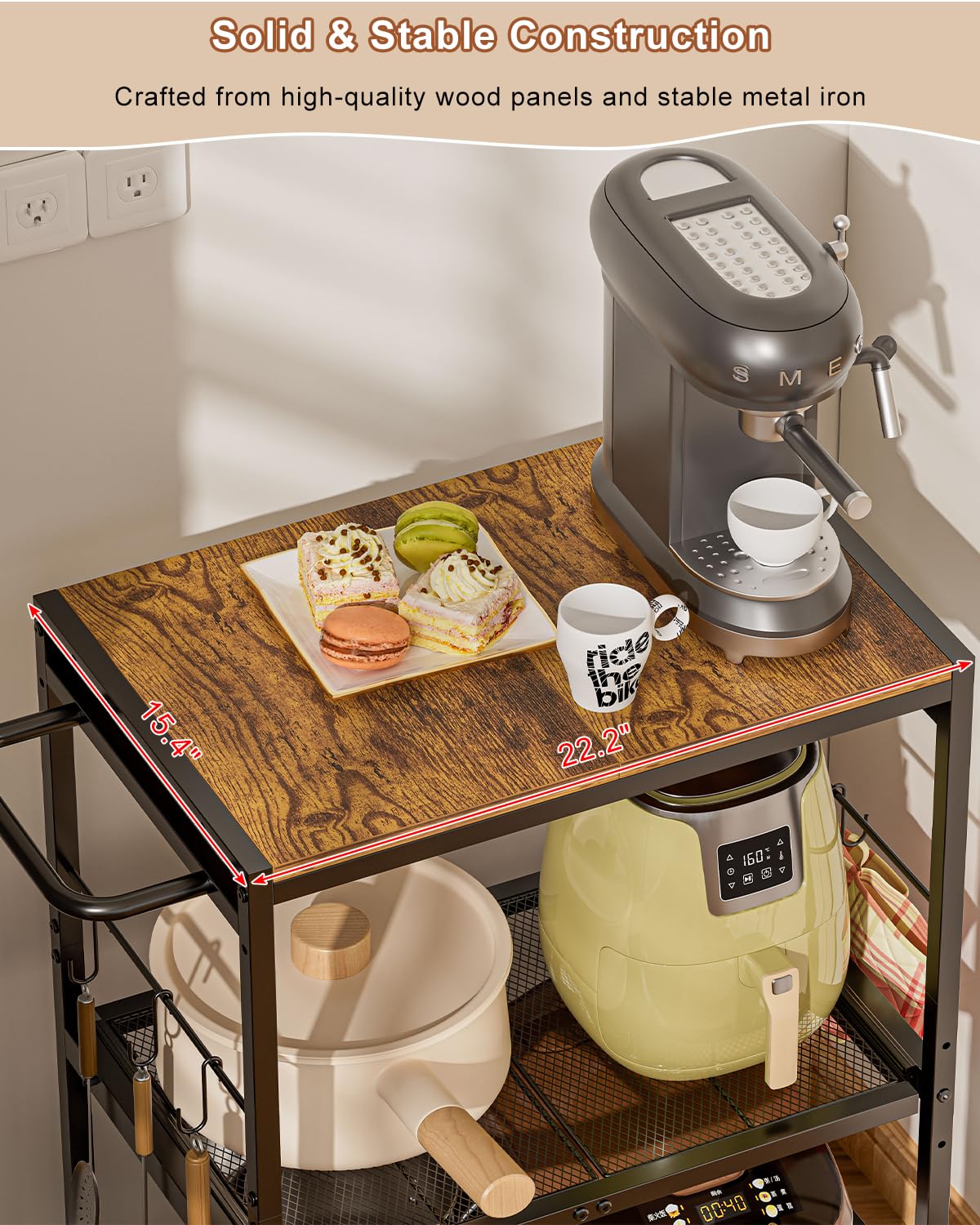Feyejade solid wood panel and metal mesh design blends durability with style.