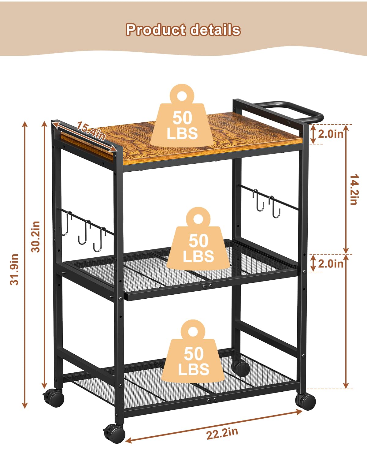 Feyejade wide storage mesh rack for organized cookware and bottles.