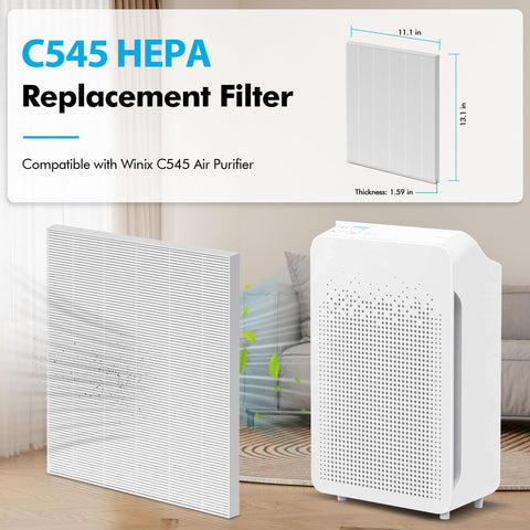 FFAC C545 replacement filter S pack for Winix C545, back view with labeling for compatibility.