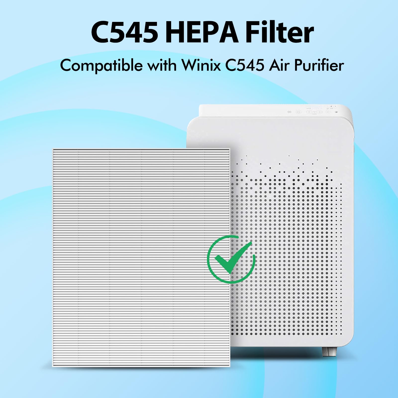 FFAC C545 filter pack side view emphasizing fit with Winix C545.