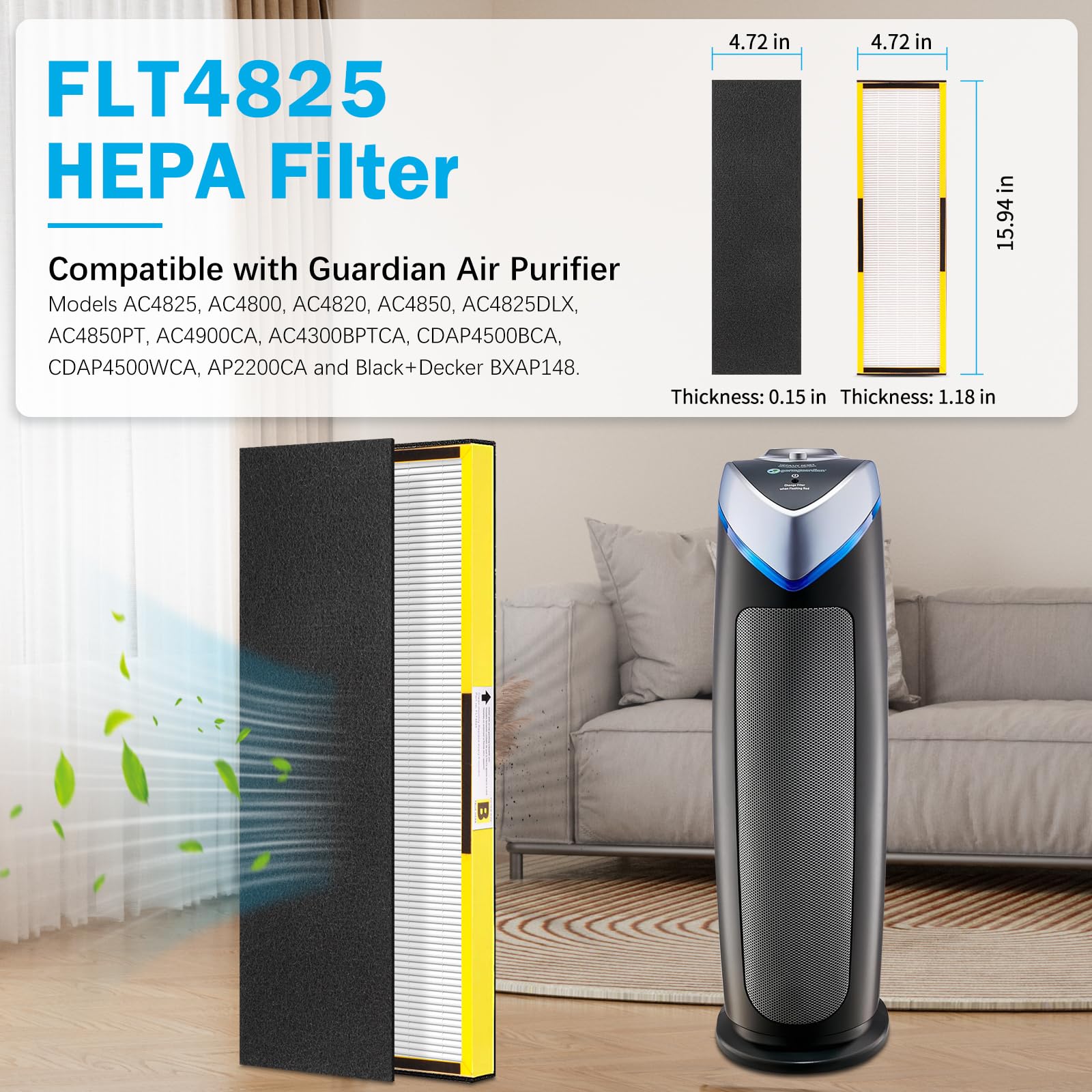 FFAC FLT4825 Filter B with activated carbon layers reduces odors.