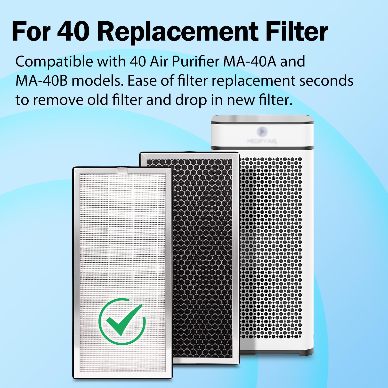 Cross-section shows FFAC MA-40 filter layers for reliable filtration.