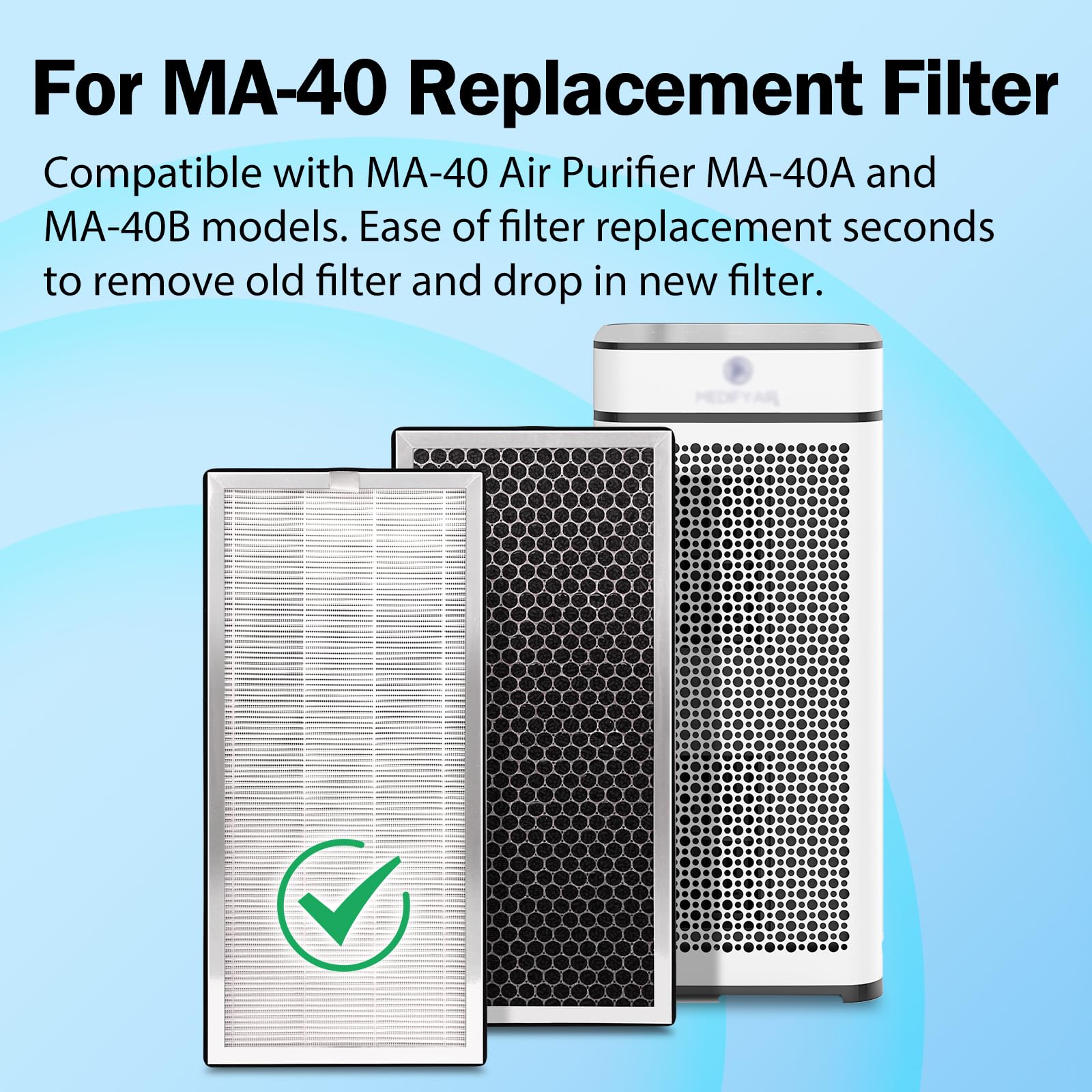 FFAC MA-40 activated carbon pre-filter closeup showing odor reduction benefit