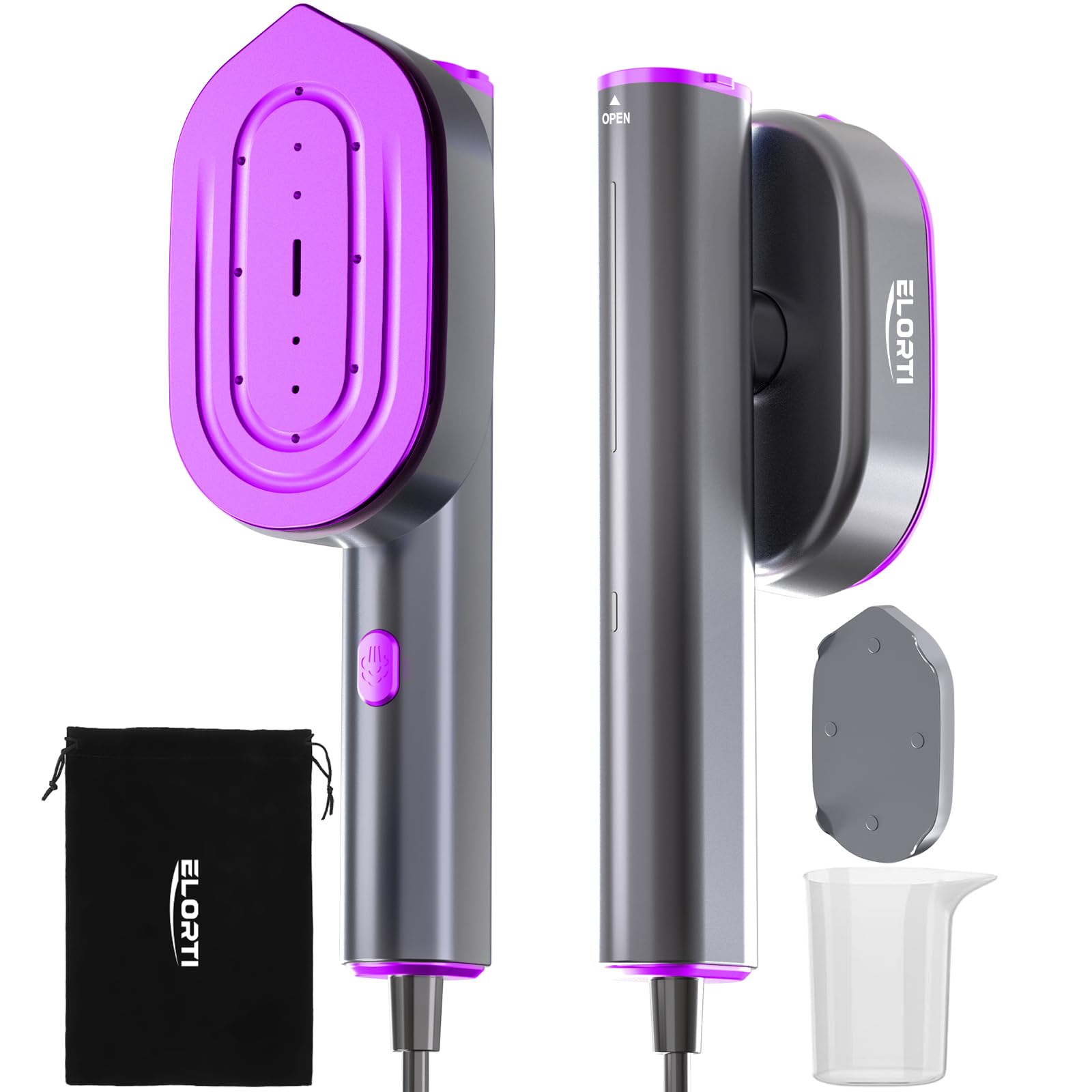 FFQ ELORTI travel steamer with rotating head for vertical ironing