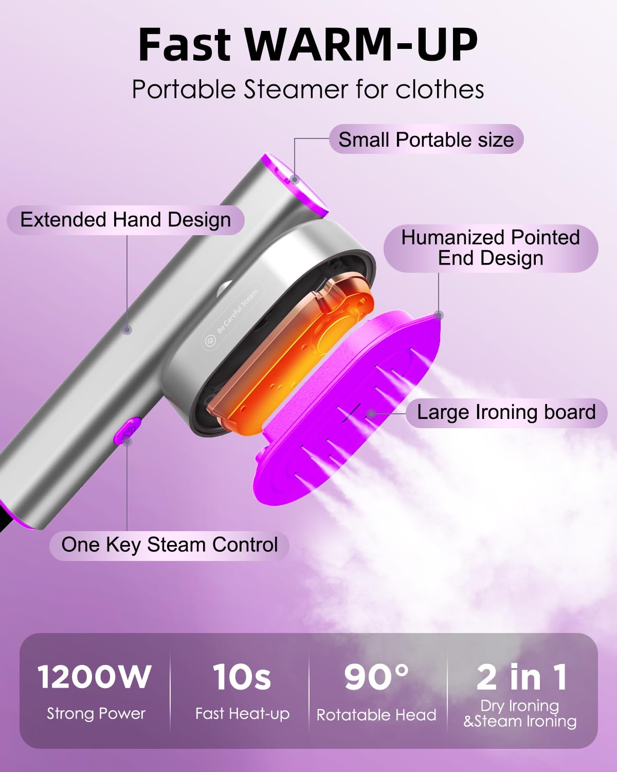FFQ ELORTI travel pack-ready steamer fits in a bag