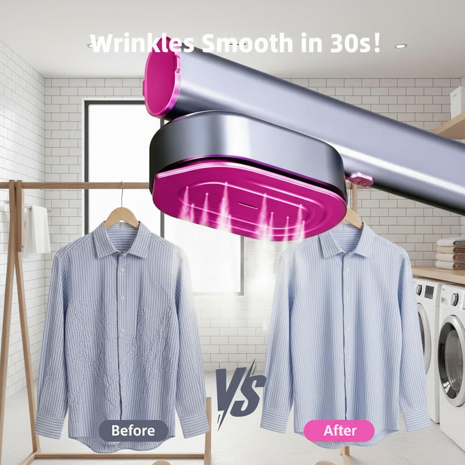 FFQ Travel Steamer 360-degree leak-proof head prevents spills during vertical steaming.