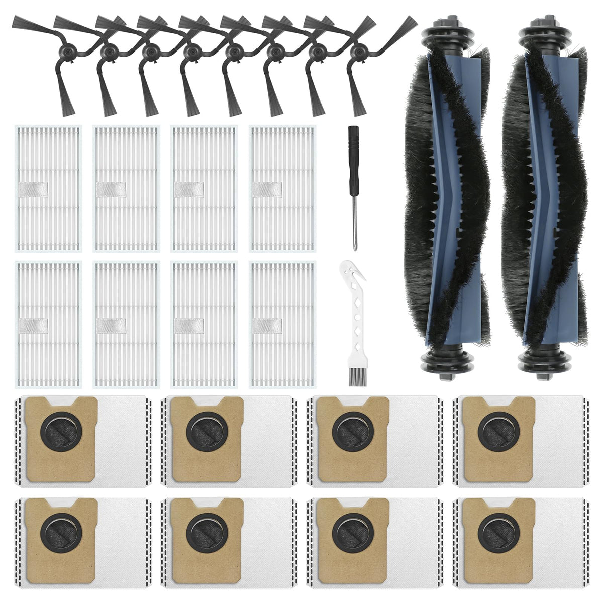 FFsign roller brushes for Eufy C10 showing enhanced suction and edge cleaning capability