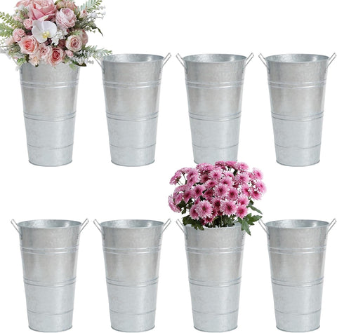 FGGHFT 8-pack galvanized vase close-up showing rustic texture for farmhouse decor