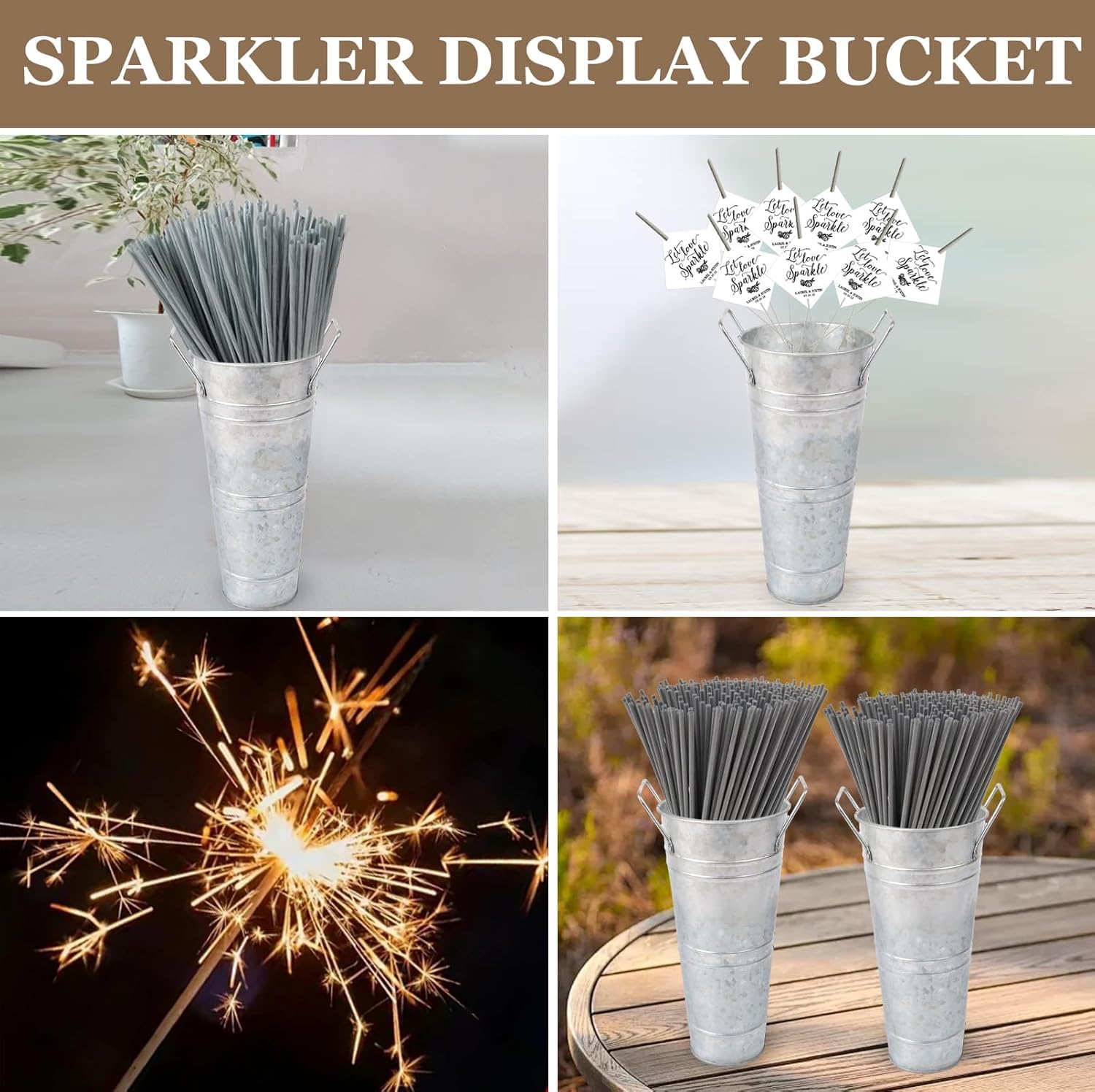 FGGHFT galvanized vases featured in wedding-table centerpiece for elegant events