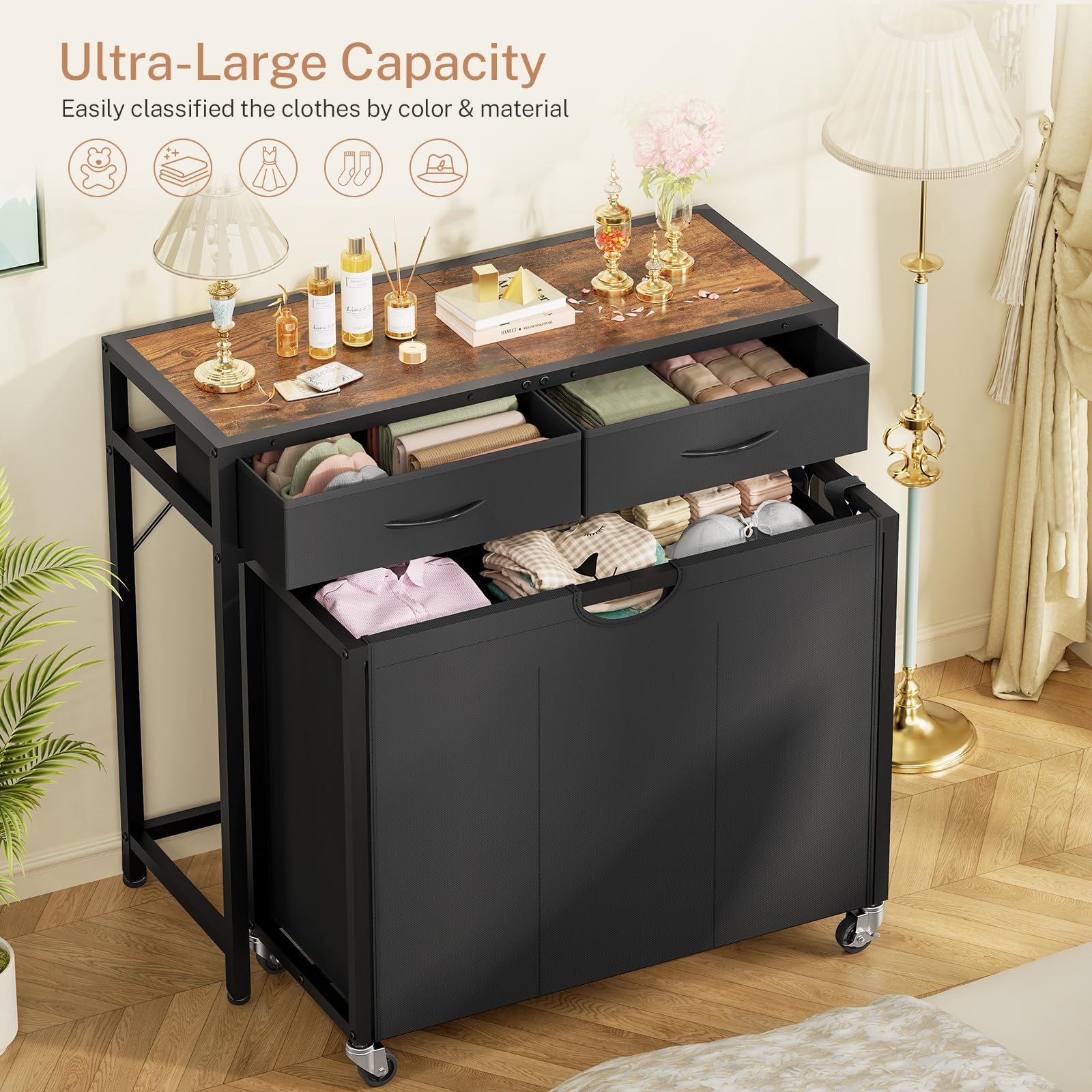 FGNTWP rolling laundry hamper on wheels for easy transport