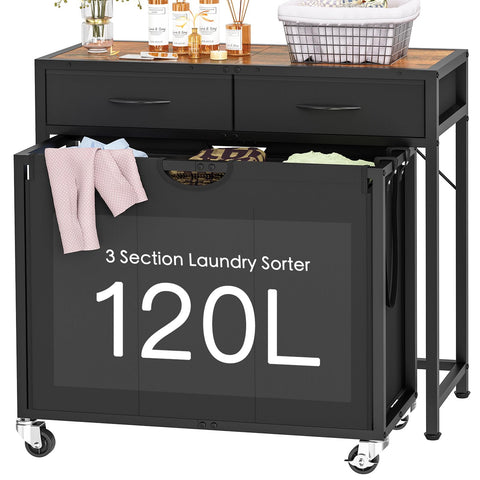 FGNTWP laundry sorter with 3-section pullout bags for organized sorting