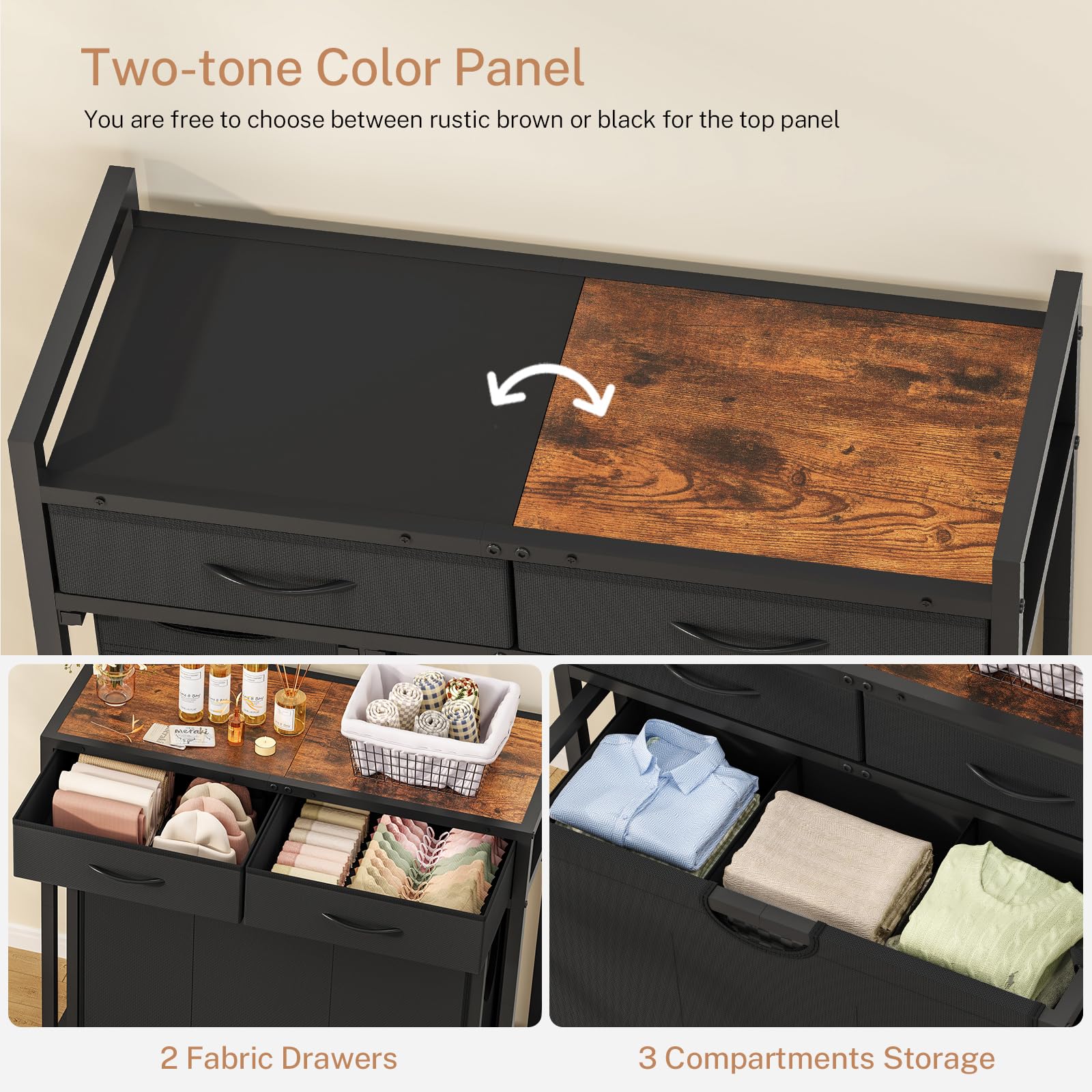 FGNTWP folding area on top surface for quick laundry prep