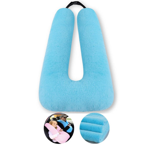 FHSGGP travel pillow blue fabric close-up shows soft fur texture