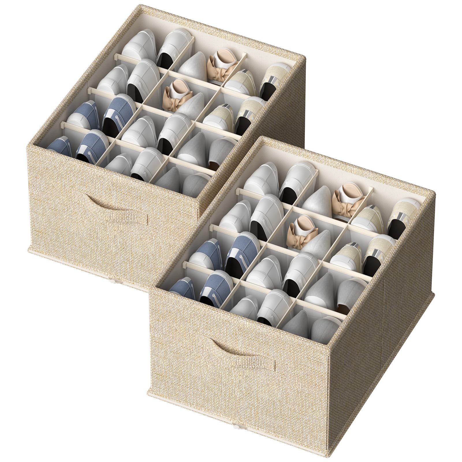FHSQX 2Pack Shoe Organizer in closet keeping shoes neatly stacked for easy access