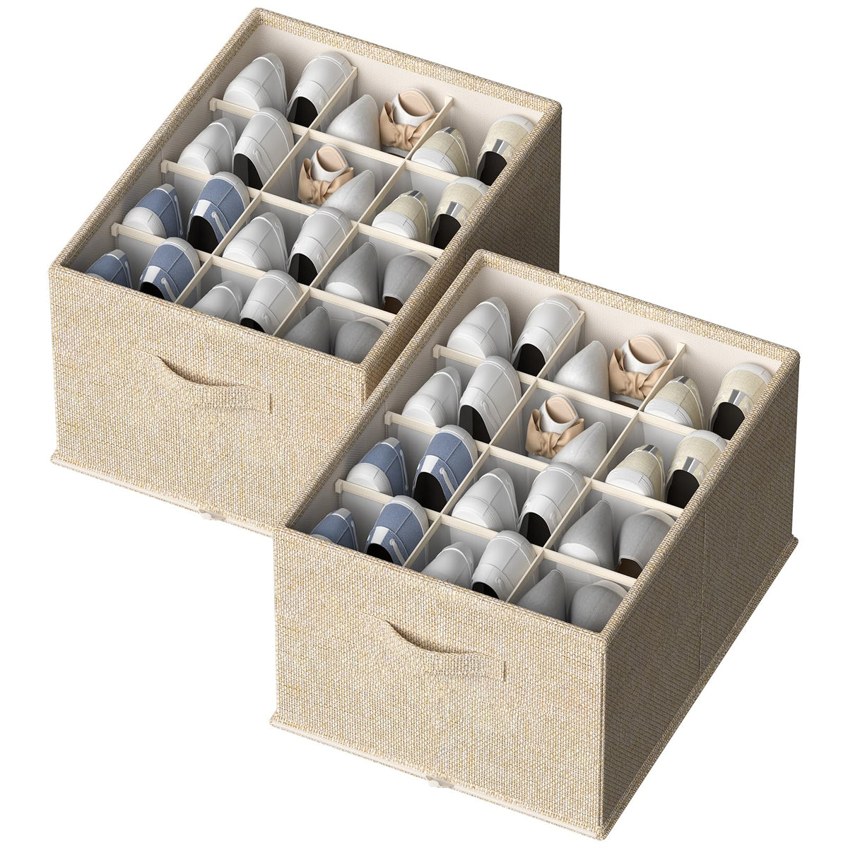 FHSQX 2Pack Shoe Organizer in closet keeping shoes neatly stacked for easy access