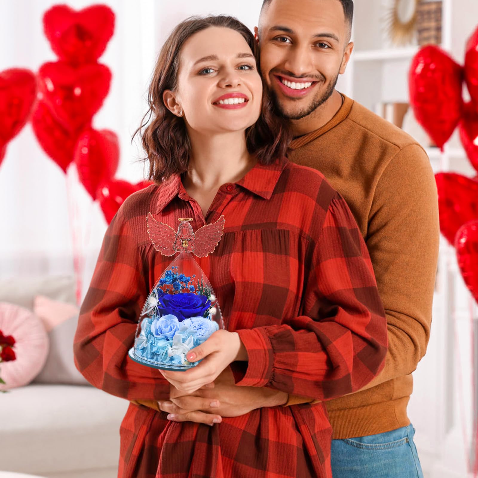 Fiaco angel figurine with roses adds decorative charm.