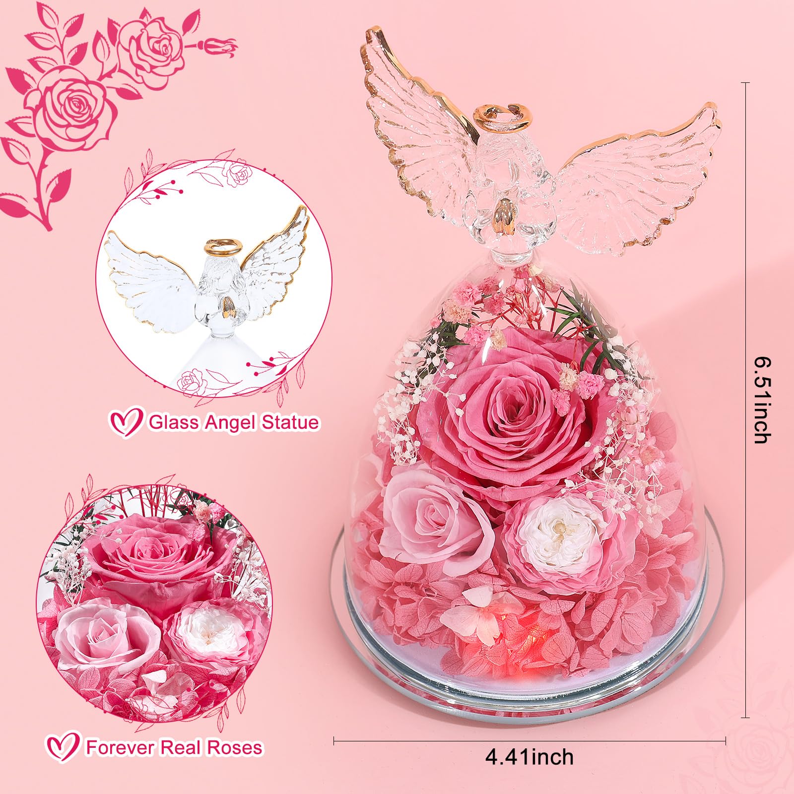 FIACO angel figurine with roses adds heavenly home decor