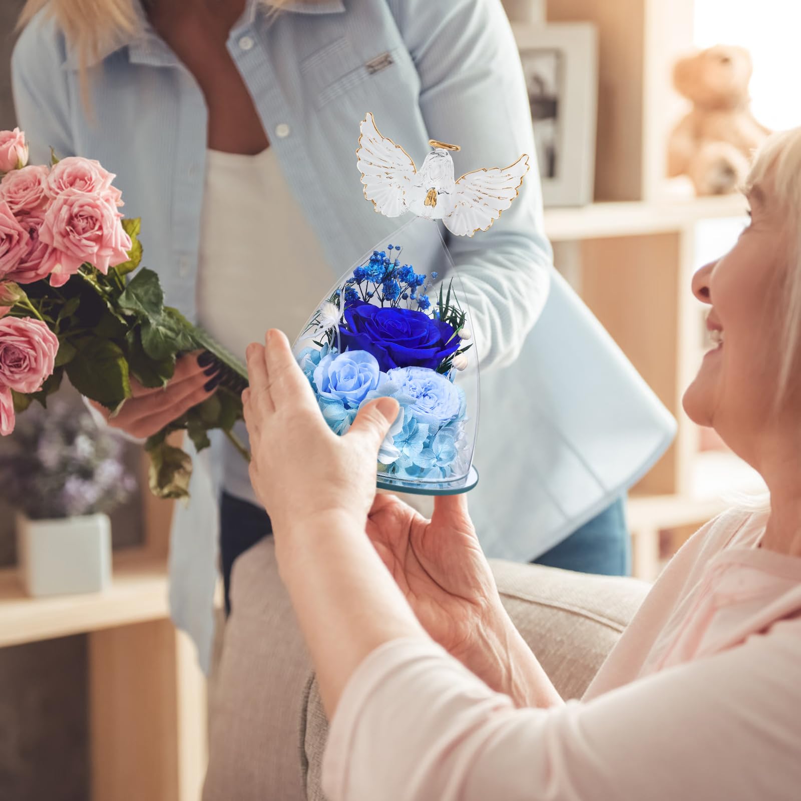 Fiaco blue preserved rose stands out as a unique statement gift.