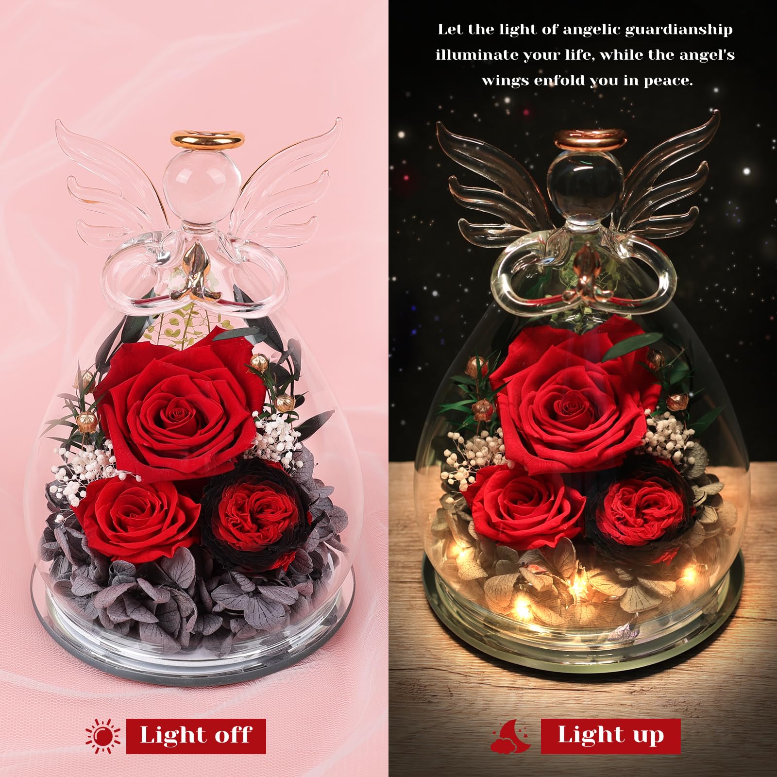 FIACO eternal rose under crystal dome, maintenance-free beauty lasts for years.