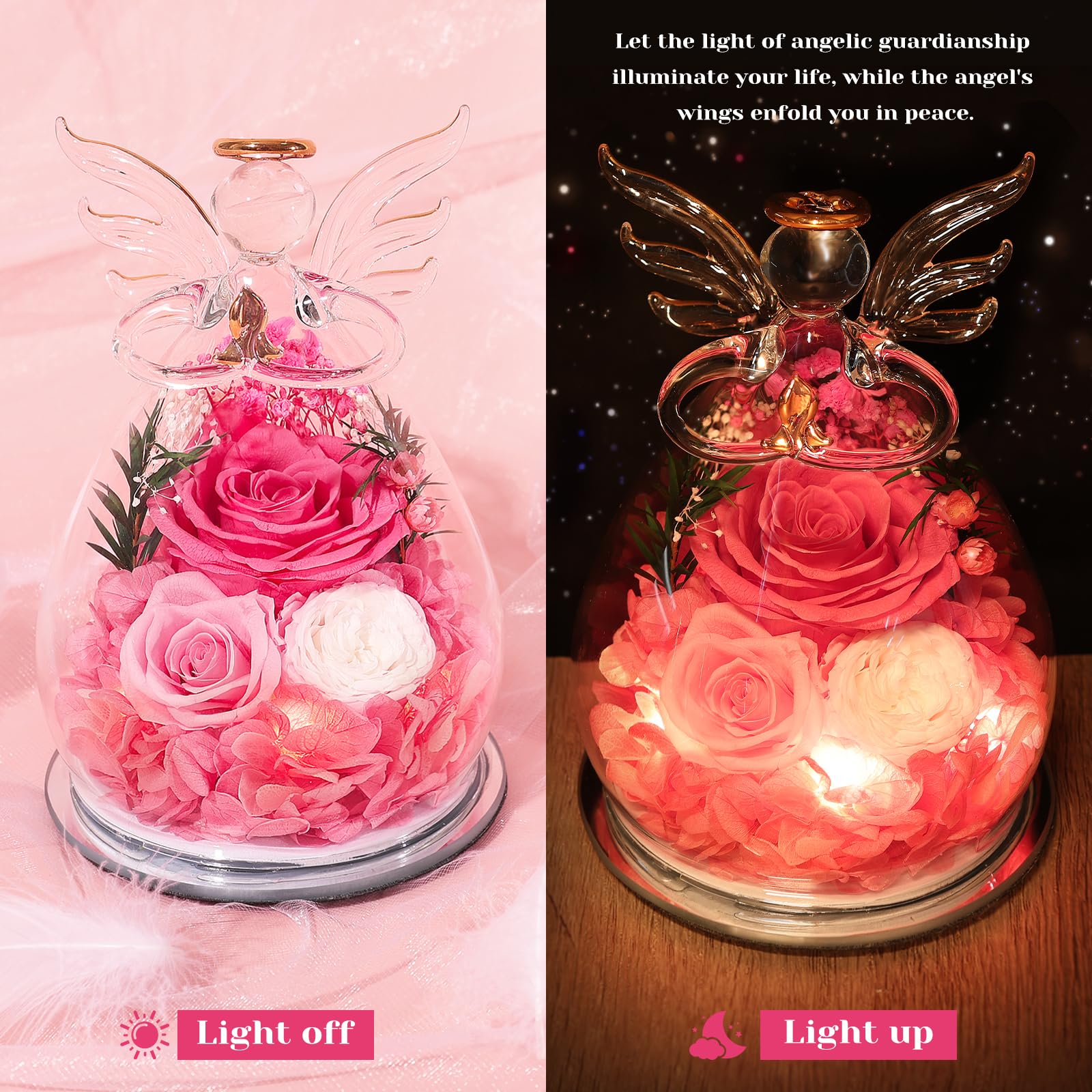 FIACO preserved roses in a crystal dome offer lasting decor