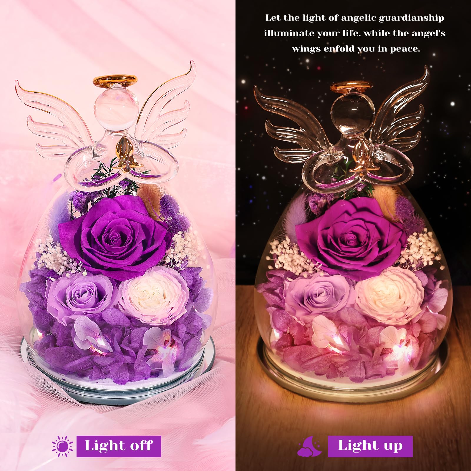 FIACO eternal rose dome with crystal-clear base preserves vibrant color