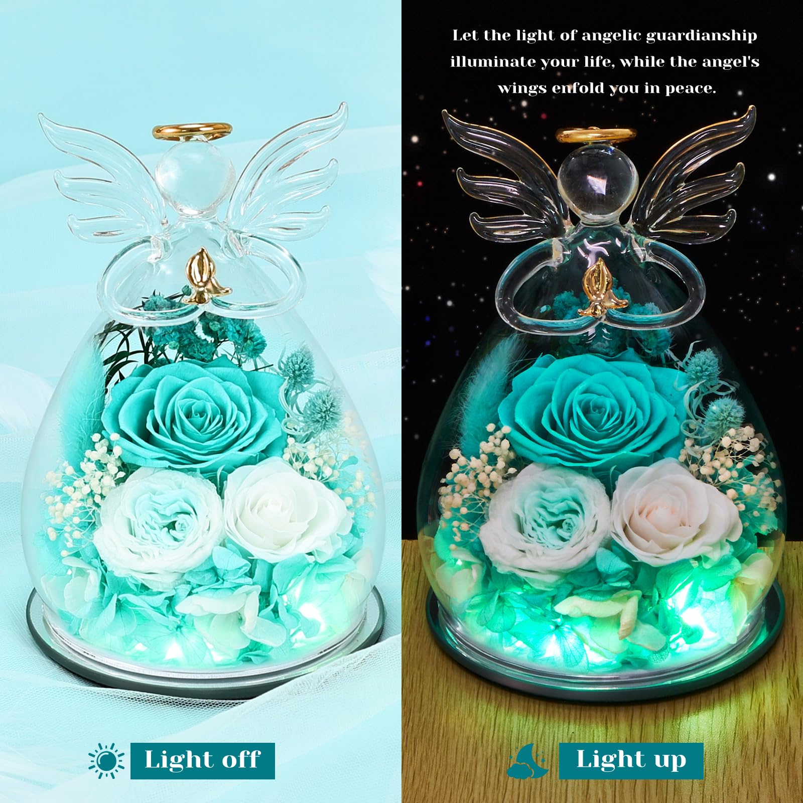 FIACO eternal rose dome display preserves color with no care