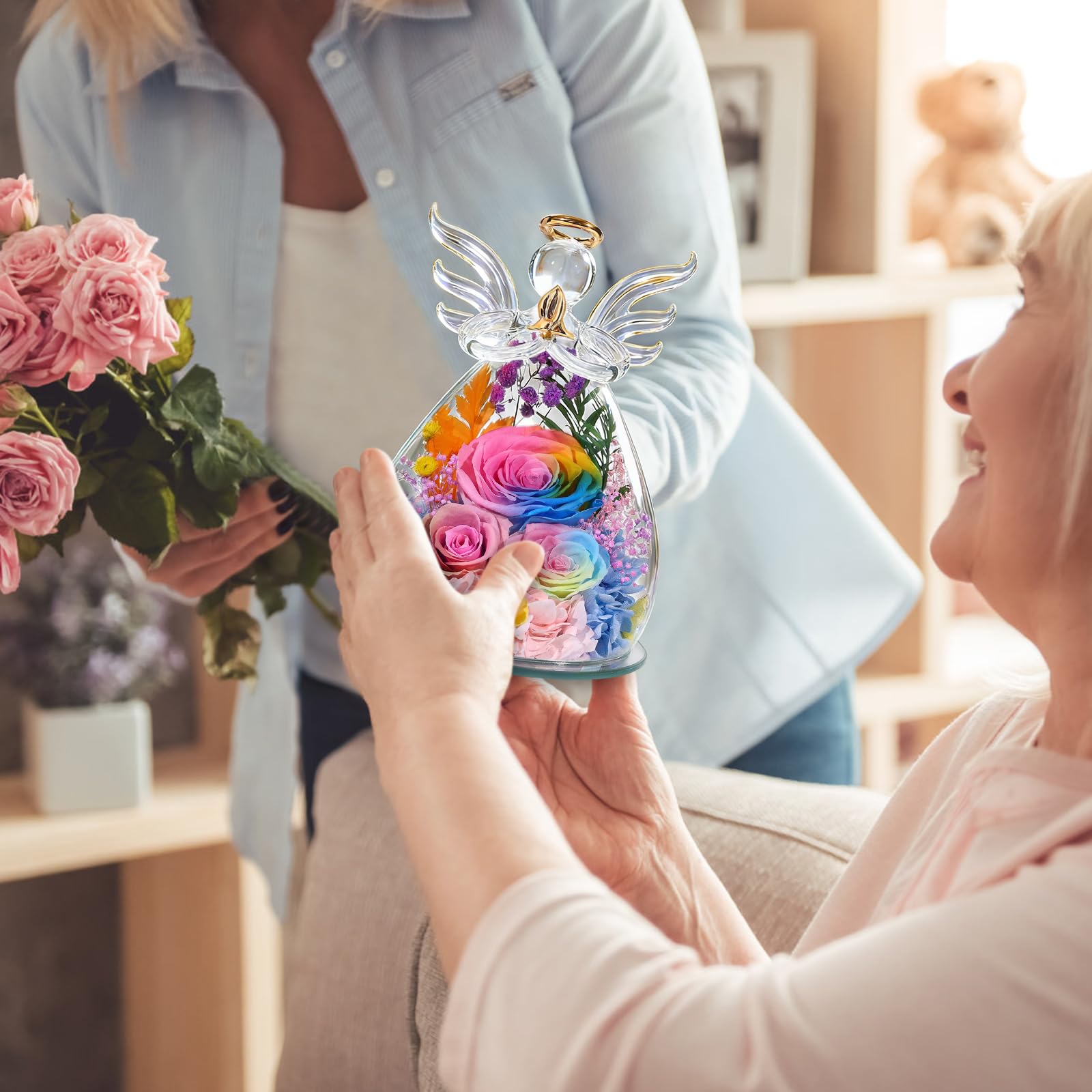 FIACO eternal roses in glass dome require no care for years