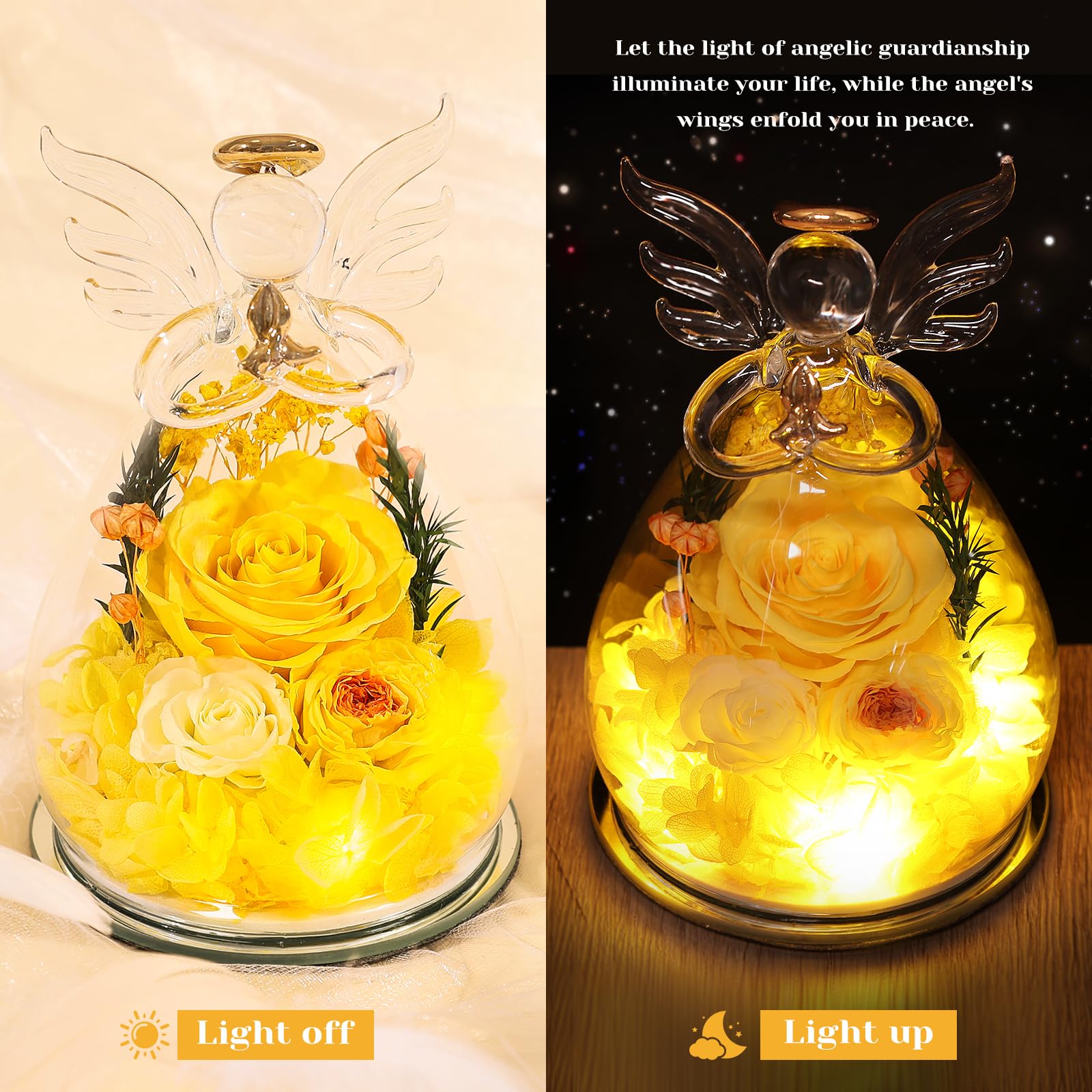 FIACO eternal rose in glass dome preserves color without care needs.