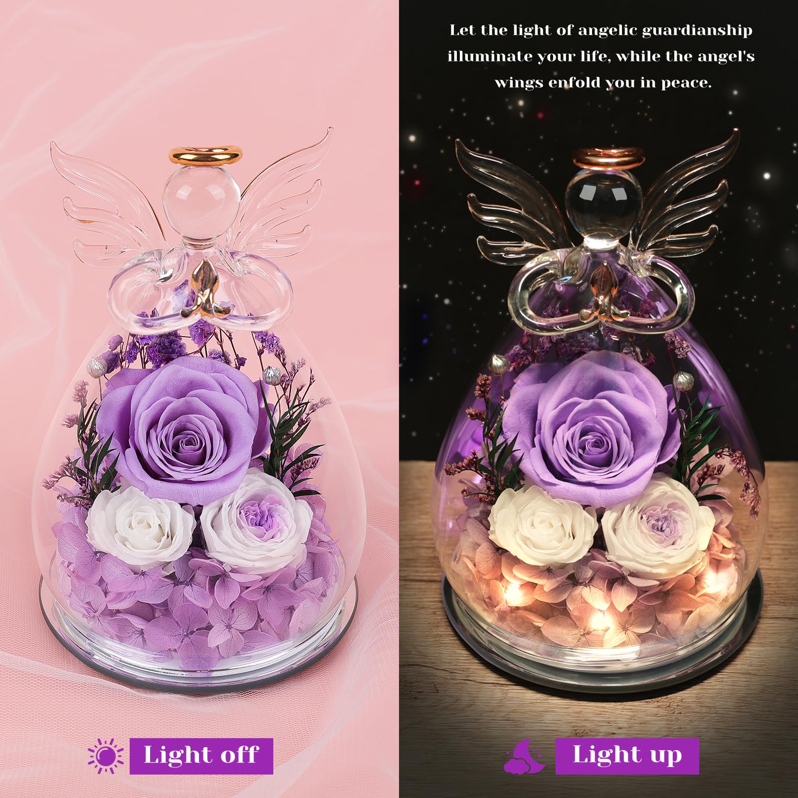 FIACO eternal rose in glass dome—no watering needed, long-lasting beauty