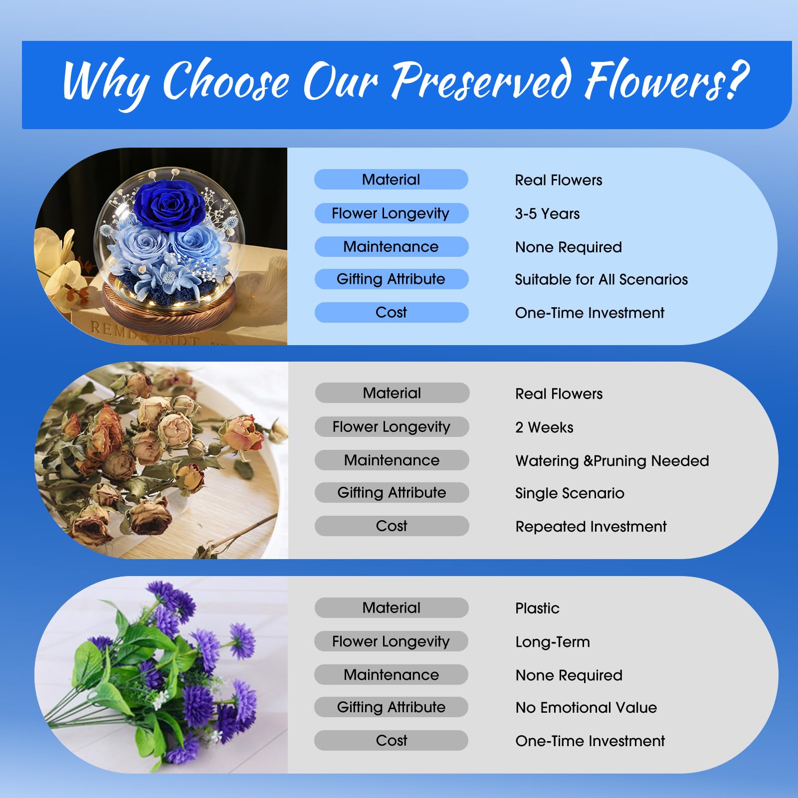 FIACO gift-for-her-blue-rose-dome for birthdays.