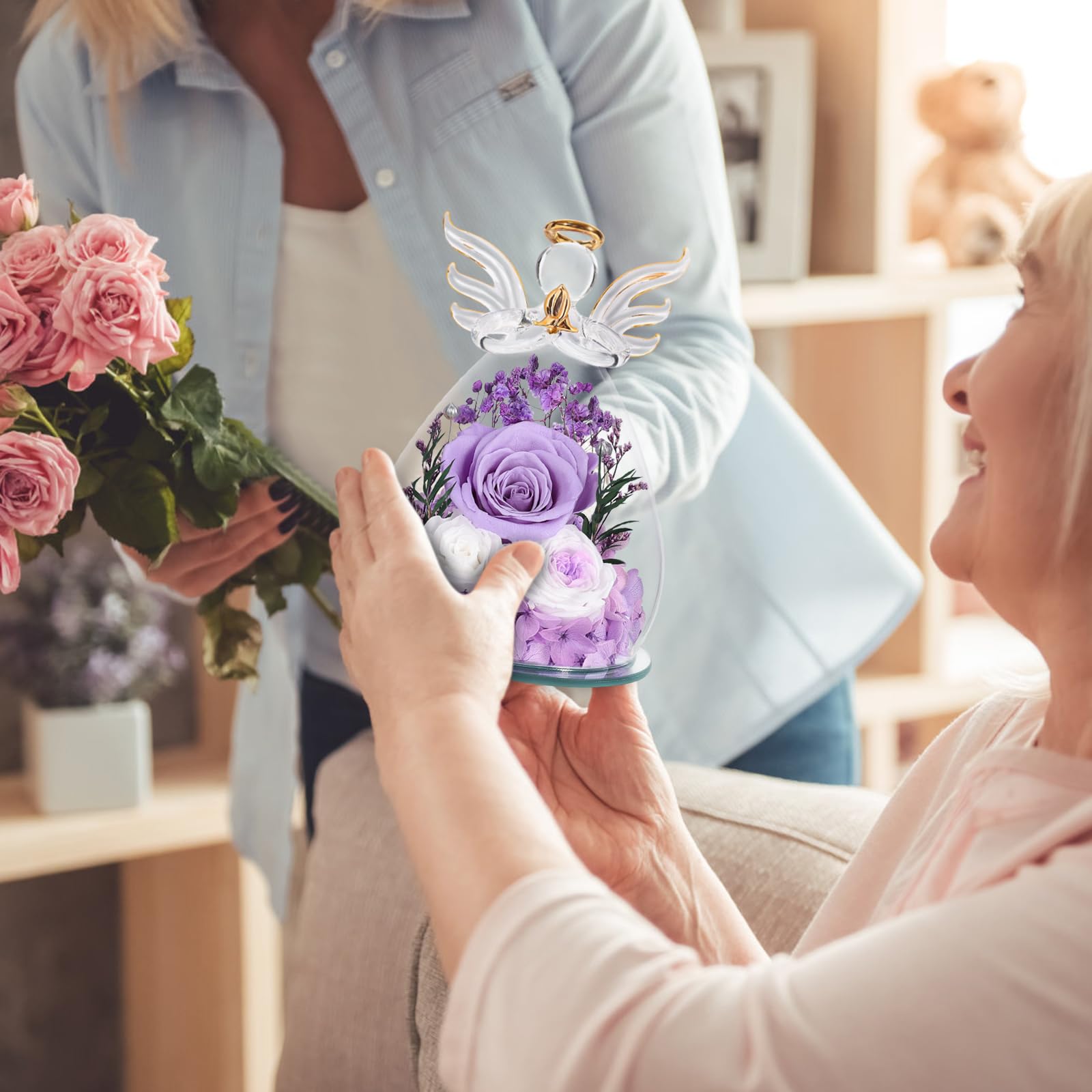 FIACO handcrafted angel floral keepsake—adds warmth to any space