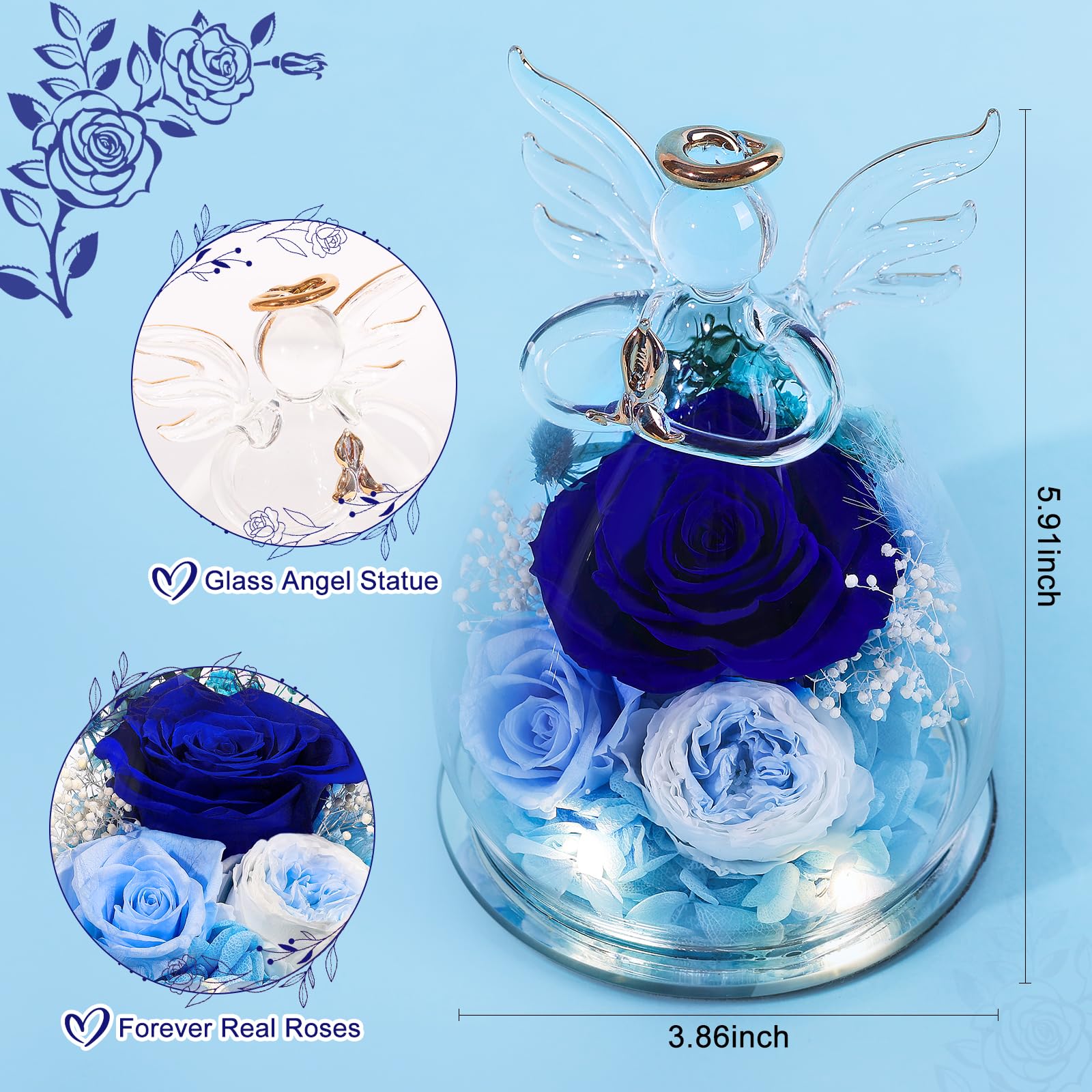 FIACO LED-lit rose angel decor adds warm ambiance