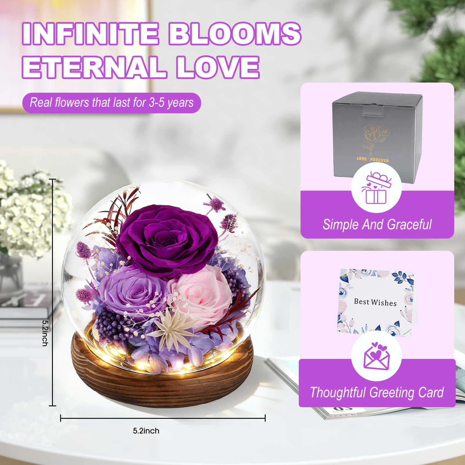 FIACO Mother's Day gift rose dome ready for gifting
