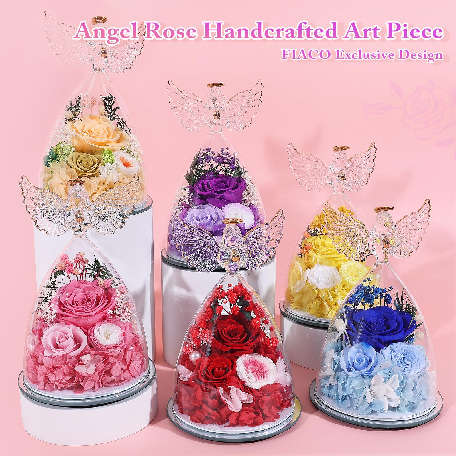 FIACO pink preserved rose close-up shows vivid color