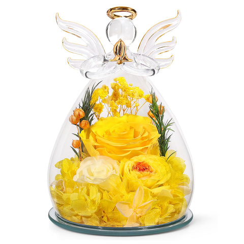 FIACO preserved rose angel in glass offers timeless elegance for heartfelt gifts.