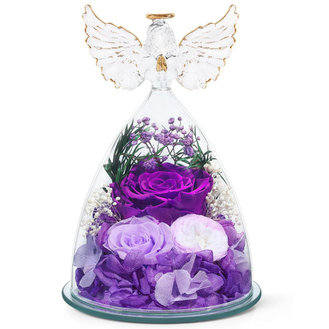 FIACO preserved rose under glass angel dome for gifting