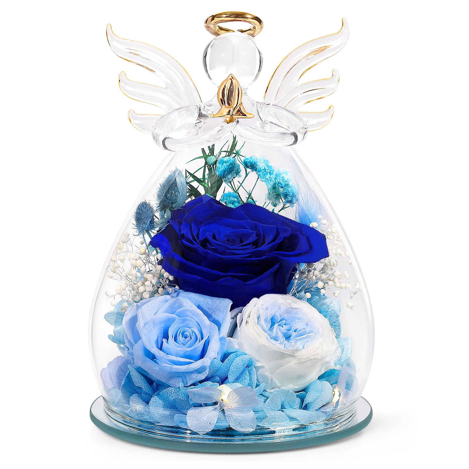 FIACO preserved rose in glass angel figurine for lasting gift appeal