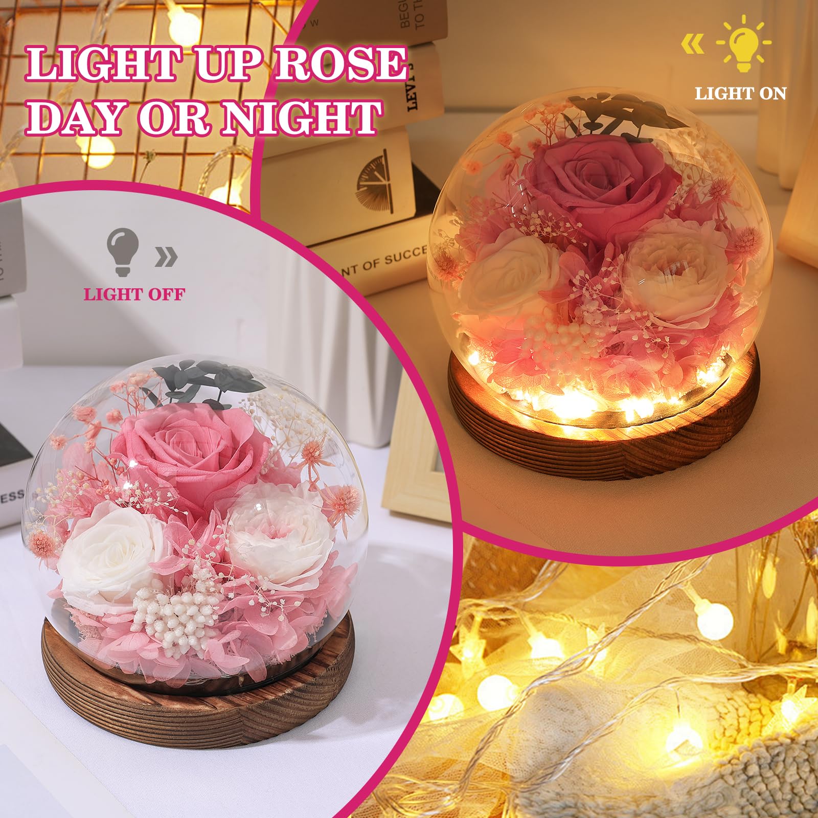 FIACO wooden base displays the bloom with natural, rustic charm.