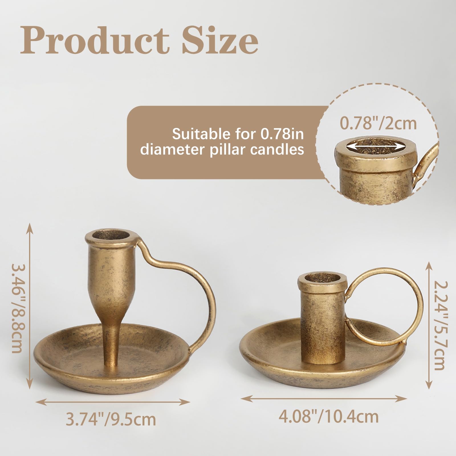 FIAHOSEY antique brass taper candle holders pair for elegant table settings