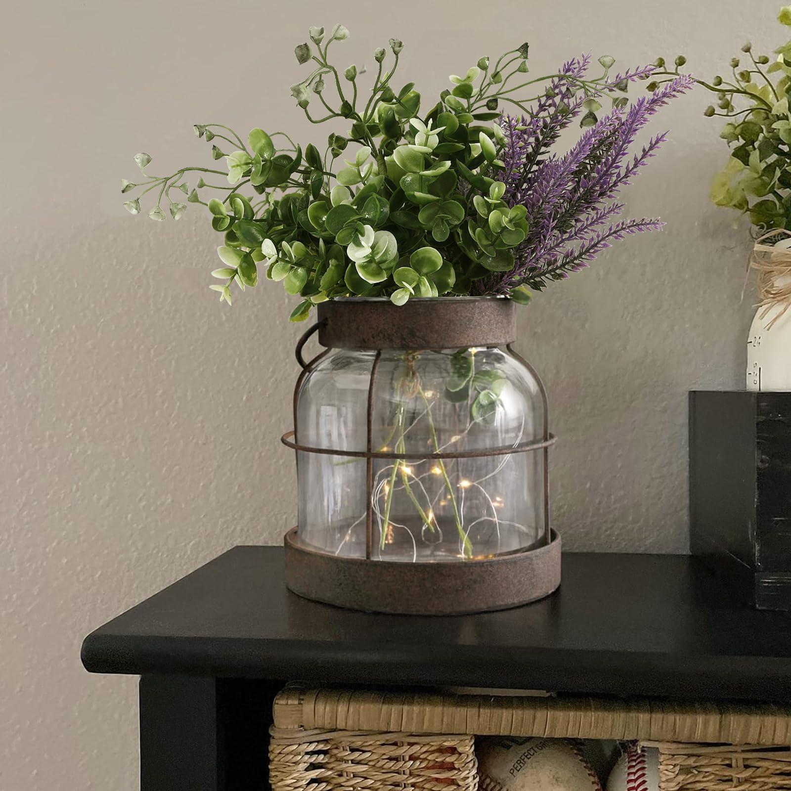 FIAHOSEY rustic lantern vase doubles as candle holder for intimate occasions.