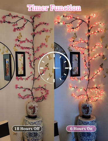FIALAME Cherry Blossom Lights USB-powered setup for plug-and-play convenience.