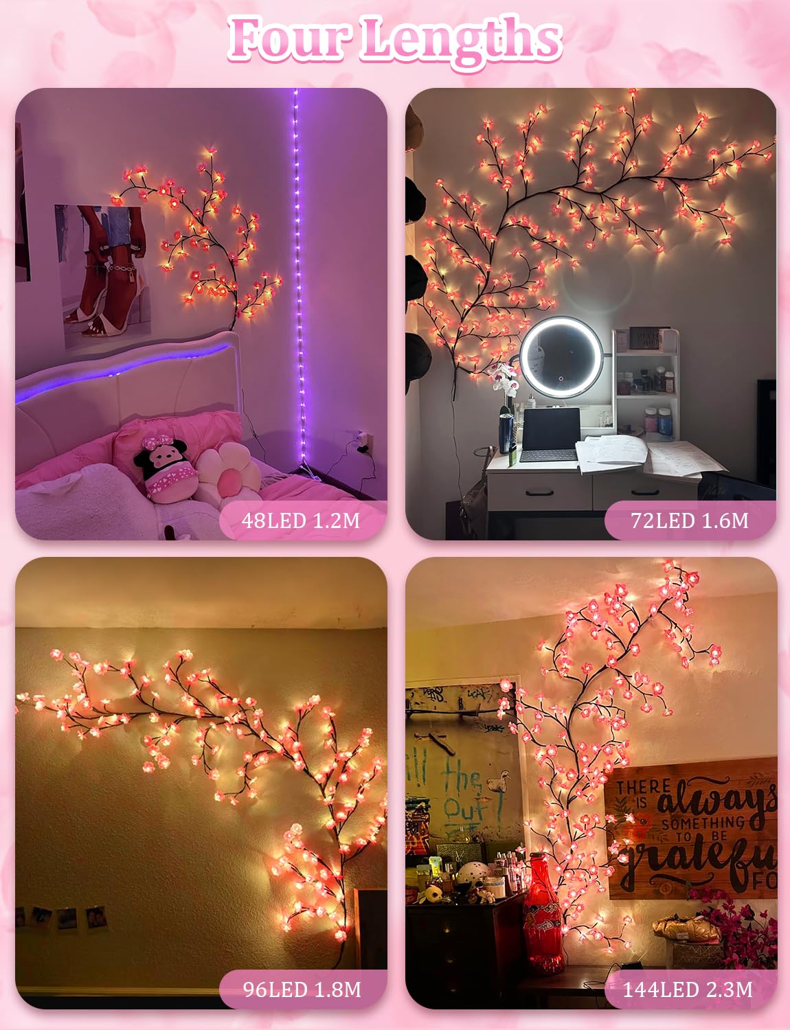 FIALAME Cherry Blossom Lights offer 8 lighting modes and a timer for mood control.