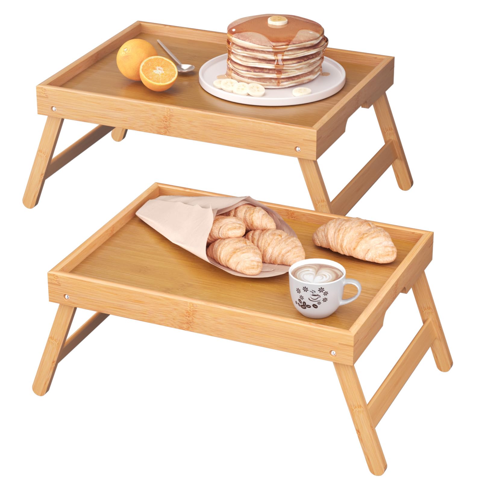 Fibogollo bamboo bed tray folding legs for easy breakfast in bed.