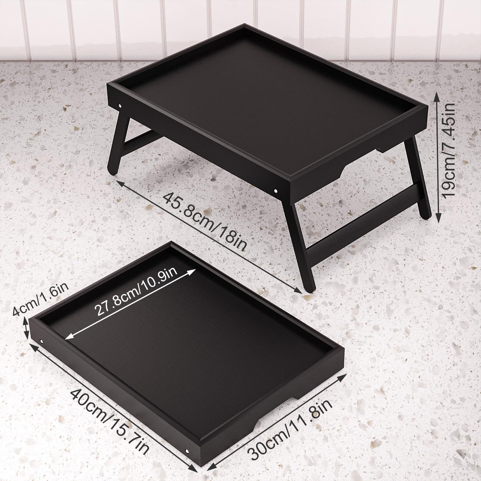Fibogollo bamboo bed tray guardrail prevents spills and protects surfaces.