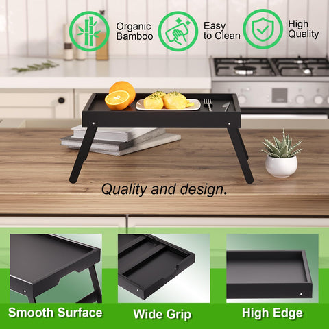 Fibogollo two-pack black bed trays offer compact storage.