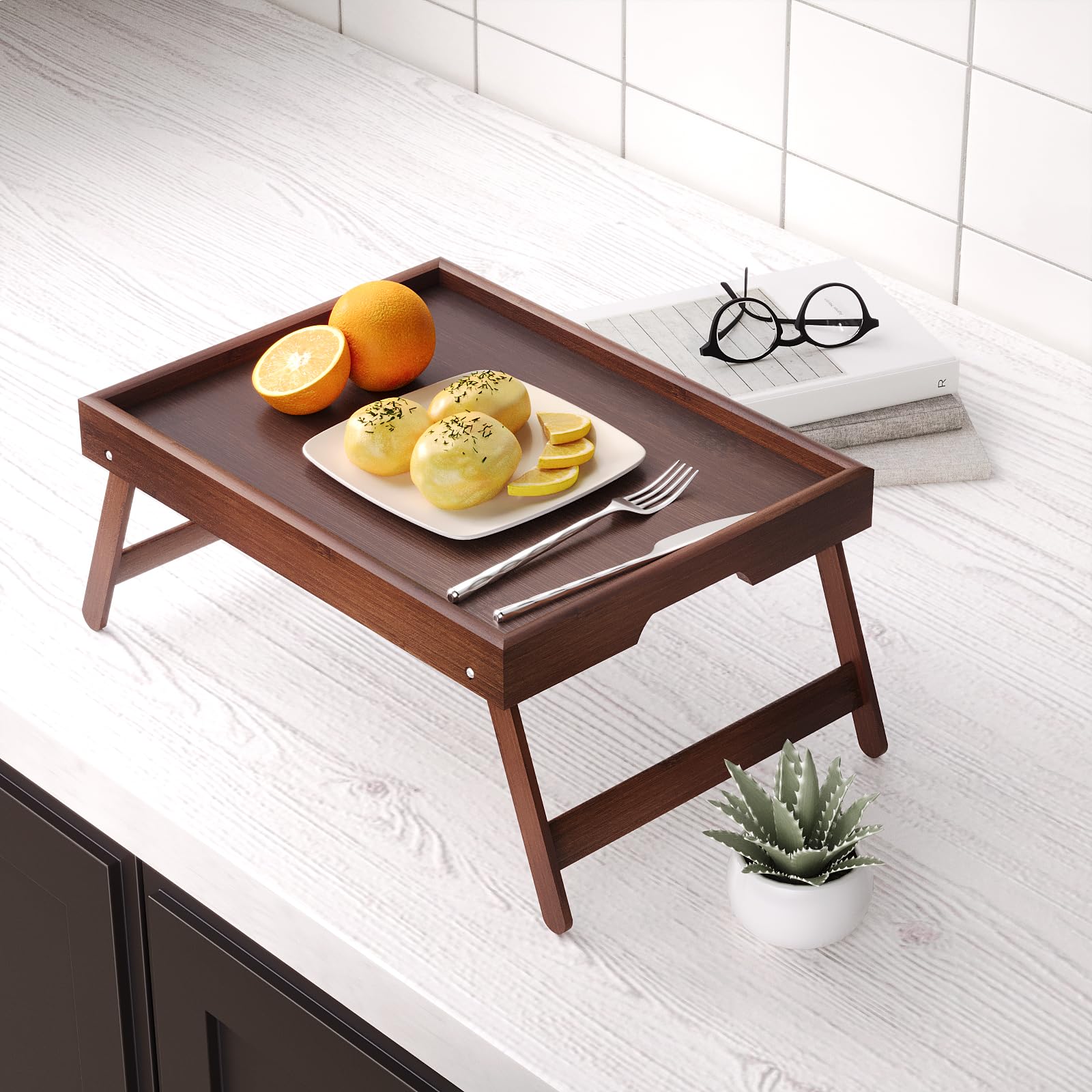 Fibogollo bamboo tray features easy wipe cleaning and durable finish.